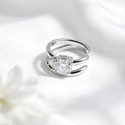 0.5ct Excellent Cut Moissanite Clip Earrings for Women Shine Double-layered Ear Clips Fine Jewelry S925 Sterling Silver