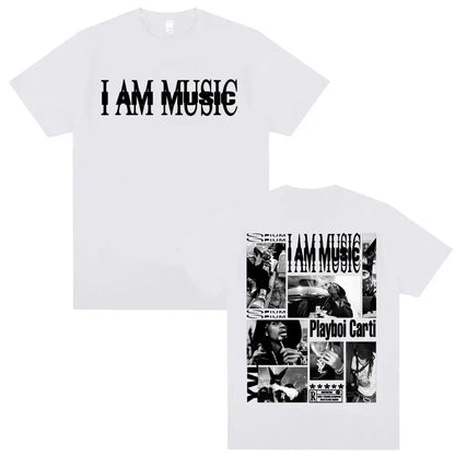Playboi Carti I AM MUSIC Album Gothic Hip Hop T-Shirt for Men Unisex Summer O-Neck Street Fashion Top Tees