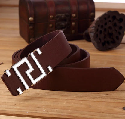 Men's and Women's Casual Fashion Belt  Korean Version Gold Buckle Belt Trendy I-shaped Buckle Belt