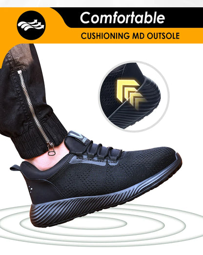 Safety Shoes Men With Steel Toe Cap Anti-smash Men Work Shoes Sneakers Light Puncture-Proof Indestructible Shoes Dropshipping