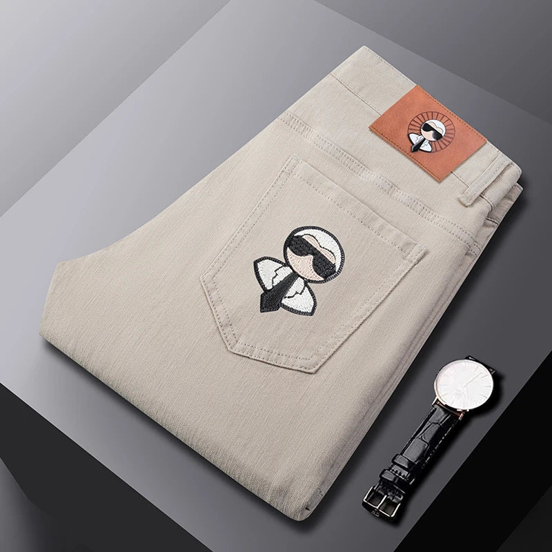 Fashion Men Jeans Stretch Straight Leg Casual Slim Fit Denim Pants Male Brand Luxury Design Business Classic Trousers