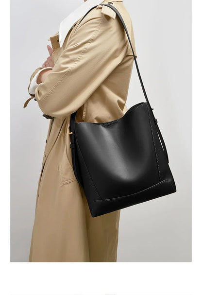 Lady Women Hobo Bucket Bag Split Leather Fashion Shoulder Bags Large Capacity Handbag Wide Adjustable Strap Female Bags