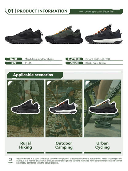 Baasploa Tênis Masculino para Caminhada Leve Casual de Amarrar Calçados Masculinos para Exterior Impermeável Resistente para Acampamento Tênis Antiderrapante