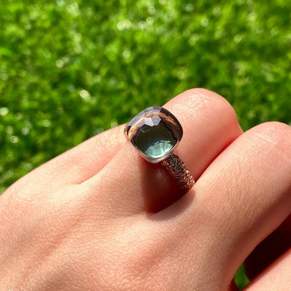 Hot Sale Elegant Candy Color Rose Gold Plated Ring Women Sparkling Zircon Crystal Fashion Jewelry Gift 28 Shades Birthday Gift