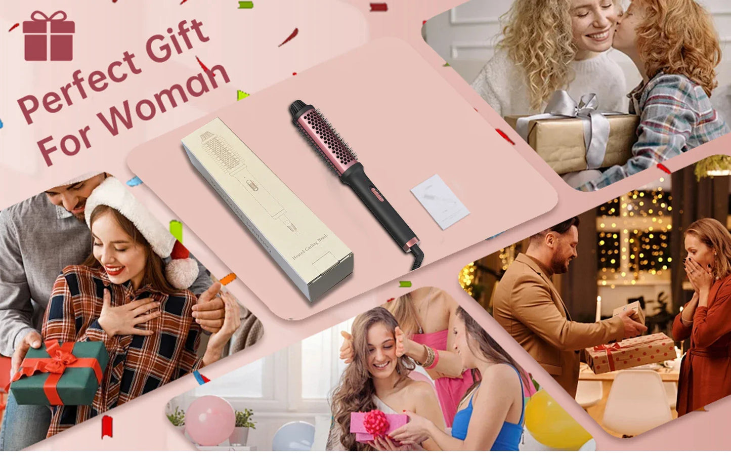 Curling lron Brush 2 in 1 Electric Hair Comb Negative lon Hair Dryer Styling Appliances Portable Professional Hair Strai