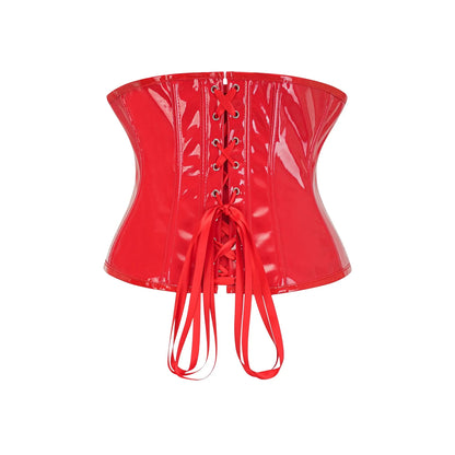 Fashion Steampunk Corset Top Gothic Womens Slimming Underbust PVC Leather Bustier Body Shaper Sexy Zipper Waist Cincher Corselet