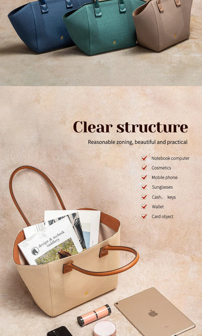 Women's Tote Bag Summer New Fabric Hollow Design Large Capacity Beach Bag Women's Outdoor Storage