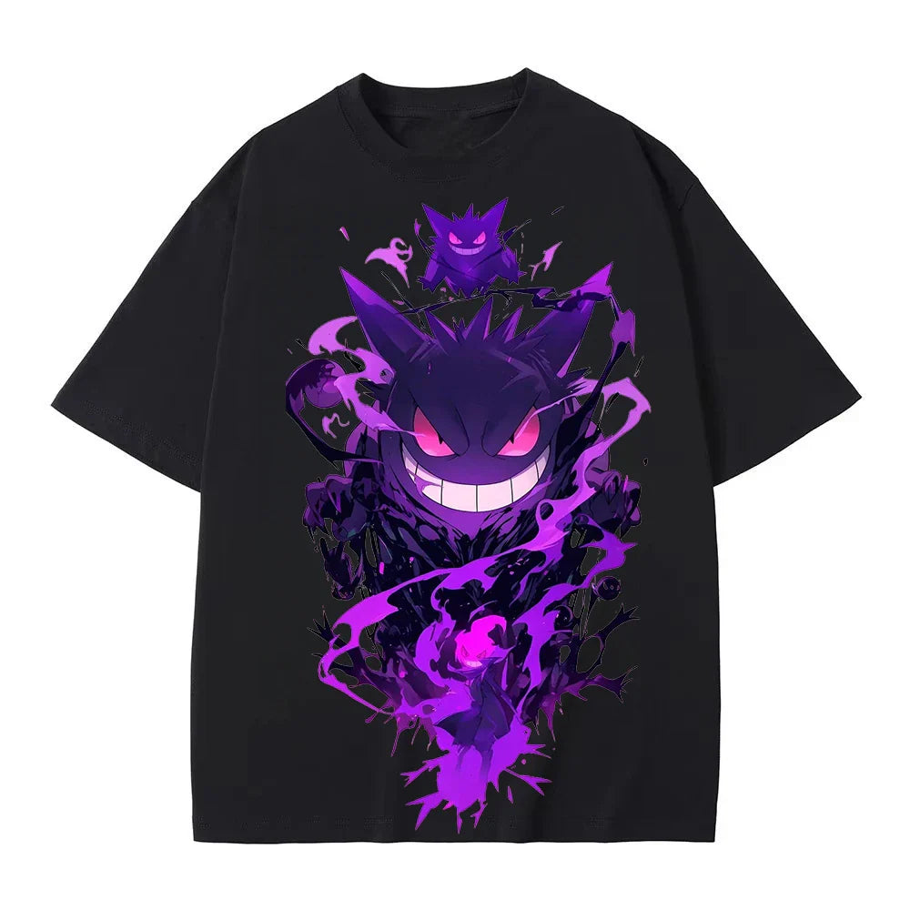 Cartoon Gengar Original Printed T - Shirt, Summer New, Unisex, Y2K Harajuku Style, Loose & Casual Short - Sleeved Top