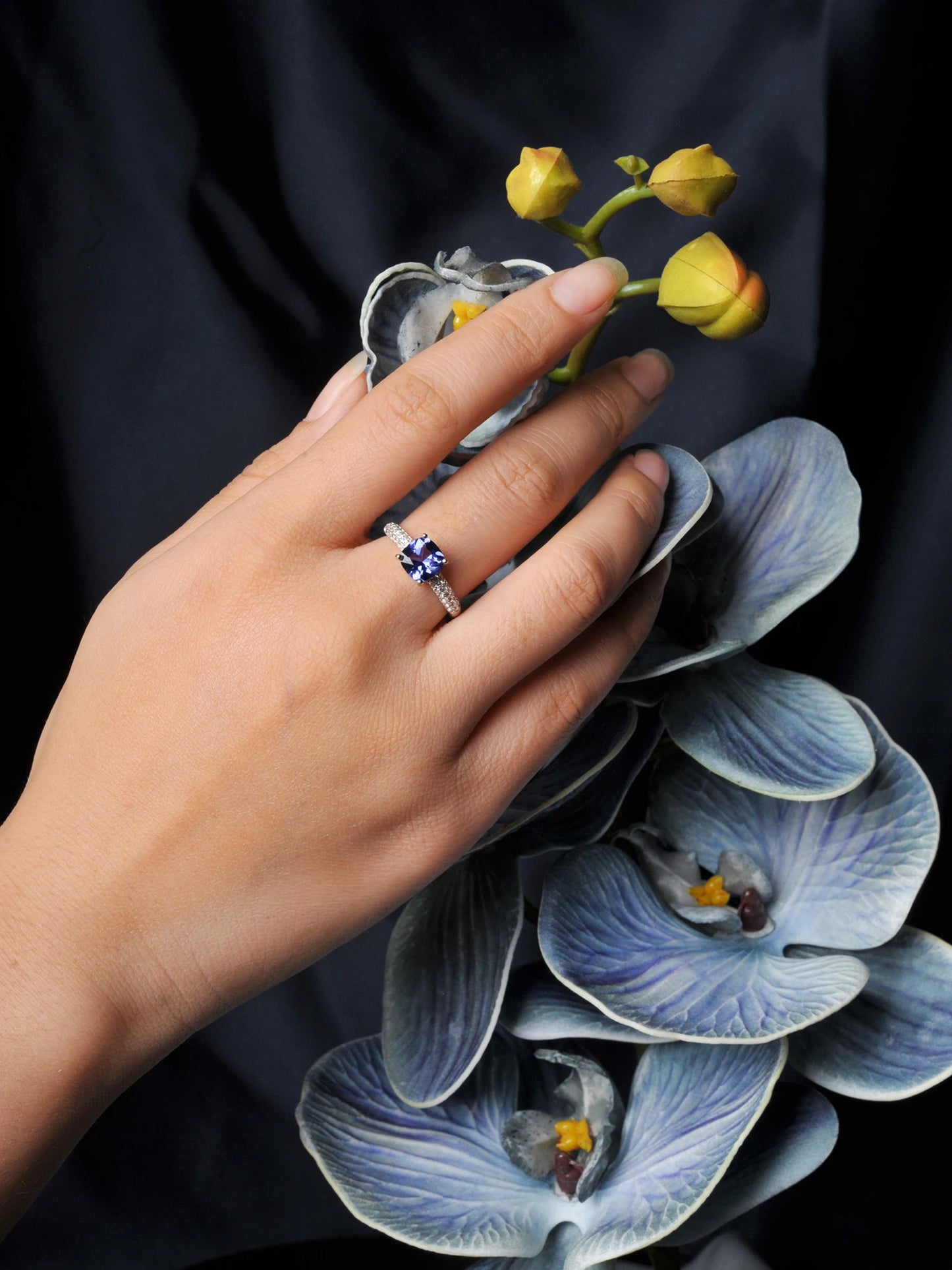2.22ct Created Sapphire Nano Emerald Tanzanite Solitaire Ring 925 Sterling Silver for Women Daily Party Jewelry  sets gift