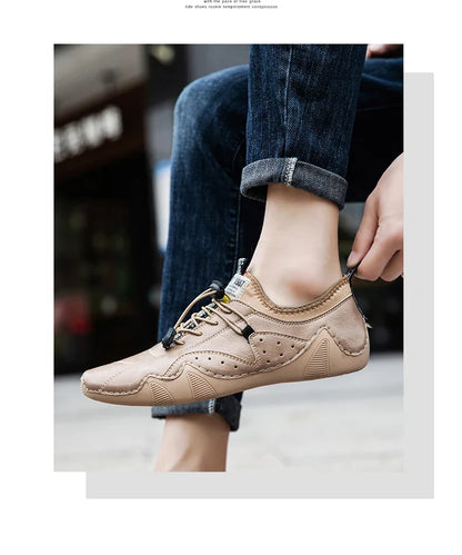 Leather Casual Sneakers for Men Driving Shoes 2024 New Fashion In Waterproof Men Doug Luxury Dress Loafers Shoes Footwear ﻿
