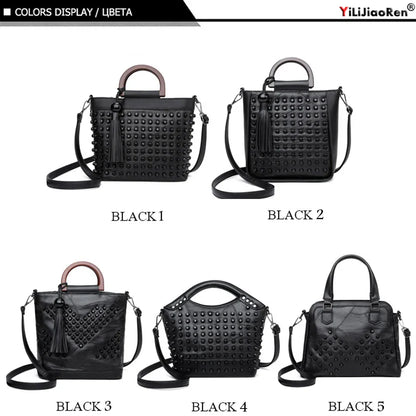 Fashion Sheepskin Leather Women Handbag Luxury Rivet Ladies Hand Bags Tote Bag Famous Brand Messenger Crossbody Bags for Women