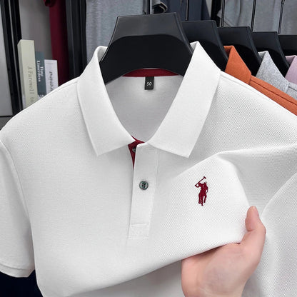 100% pure cotton high-end brand men's short sleeve polo shirt comfort lightweight summer casual T-shirt youthful fashionable top