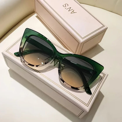 2026 New style Women's cat's eye box simple gradient color matching Sunglasses-Joker fashion glasses