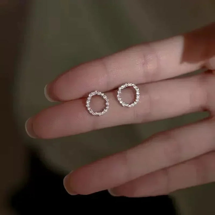 Jewelry Simple Crystal Circle Pendant Necklace Golden Color Unique Women