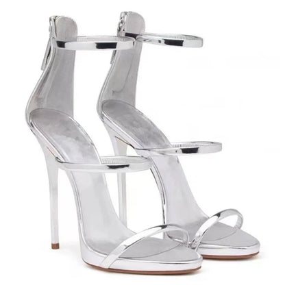 2026 Women's Summer New Sexy Stiletto Heels Sandals Fashion High-quality Banquet Zipper Strap Combination High Heels