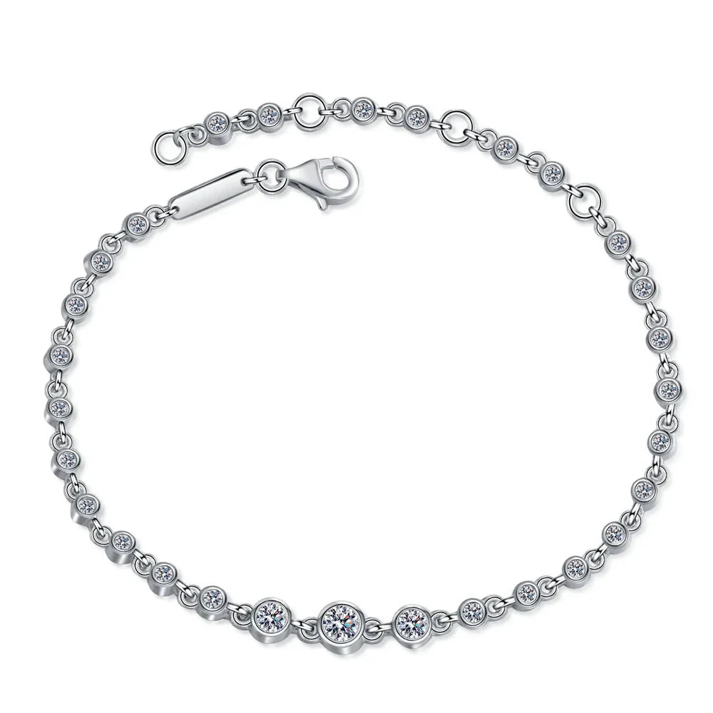 D VVS1 Moissanite Tennis Bracelets for Women Round Lab Diamond GRA 925 Sterling Silver 18k Dainty Bracelet Gift Jewelry
