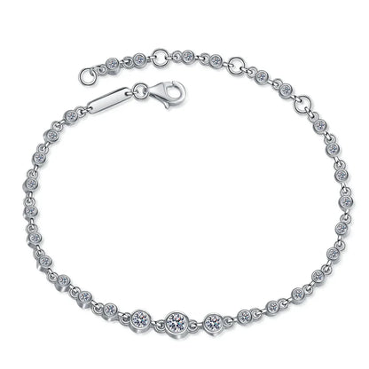 D VVS1 Moissanite Tennis Bracelets for Women Round Lab Diamond GRA 925 Sterling Silver 18k Dainty Bracelet Gift Jewelry