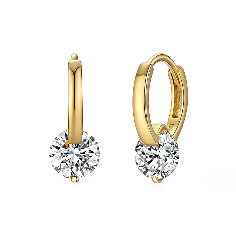 6.5mm 2CTTW Moissanite Wedding Hoop Earrings for Women Charm Lab Diamond Earring Fine Jewelry 100% S925 Sterling Silver