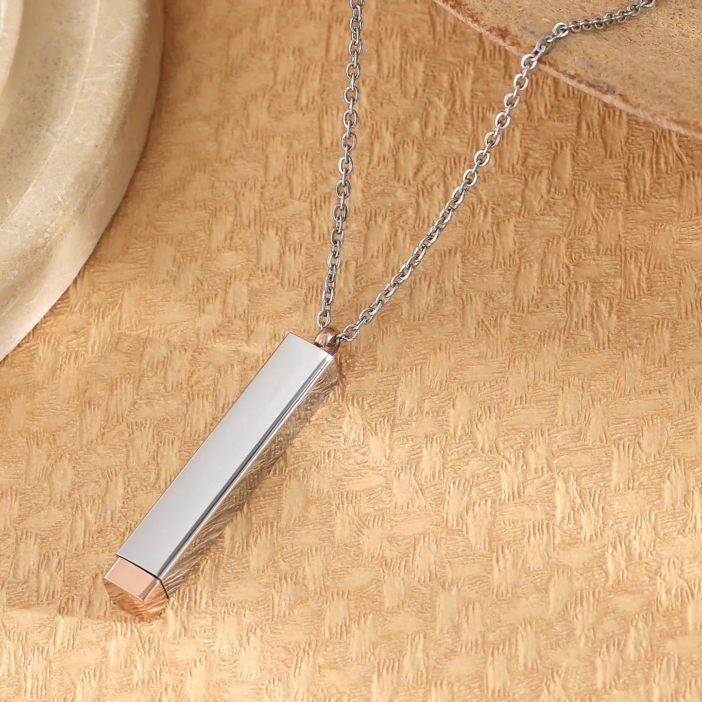 Classic Hidden Rectangle Pendant Necklace For Men Stainless Steel Minimalist Waterproof 3D Vertical Bar Necklaces Jewelry Gift