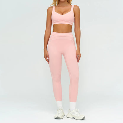 Nylon Yoga Set Women's Tracksuit Gym Push Up Set Woman 2 Pieces Leggings Sports Bra Breathable Sportwear Woman Clothes