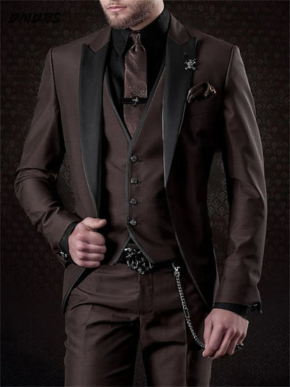 Elegant Men's suit pants vest three piece set Casual Western-style Men Suit Three-piece Set Business Attire For Men  Fashionable
