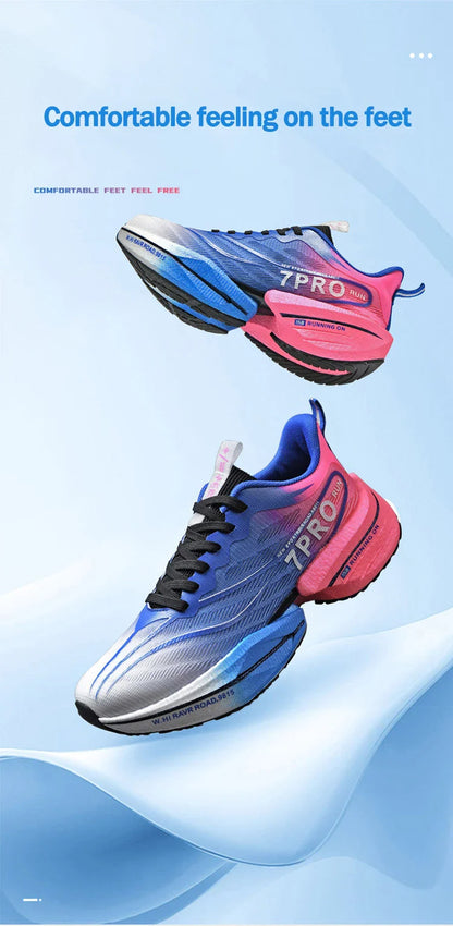 Men's Carbon Plate Sneakers Outdoor Soft Sole Mesh Sports Shoes Running Shoes Light Anti-Slip Casual Couple Tennis Shoes