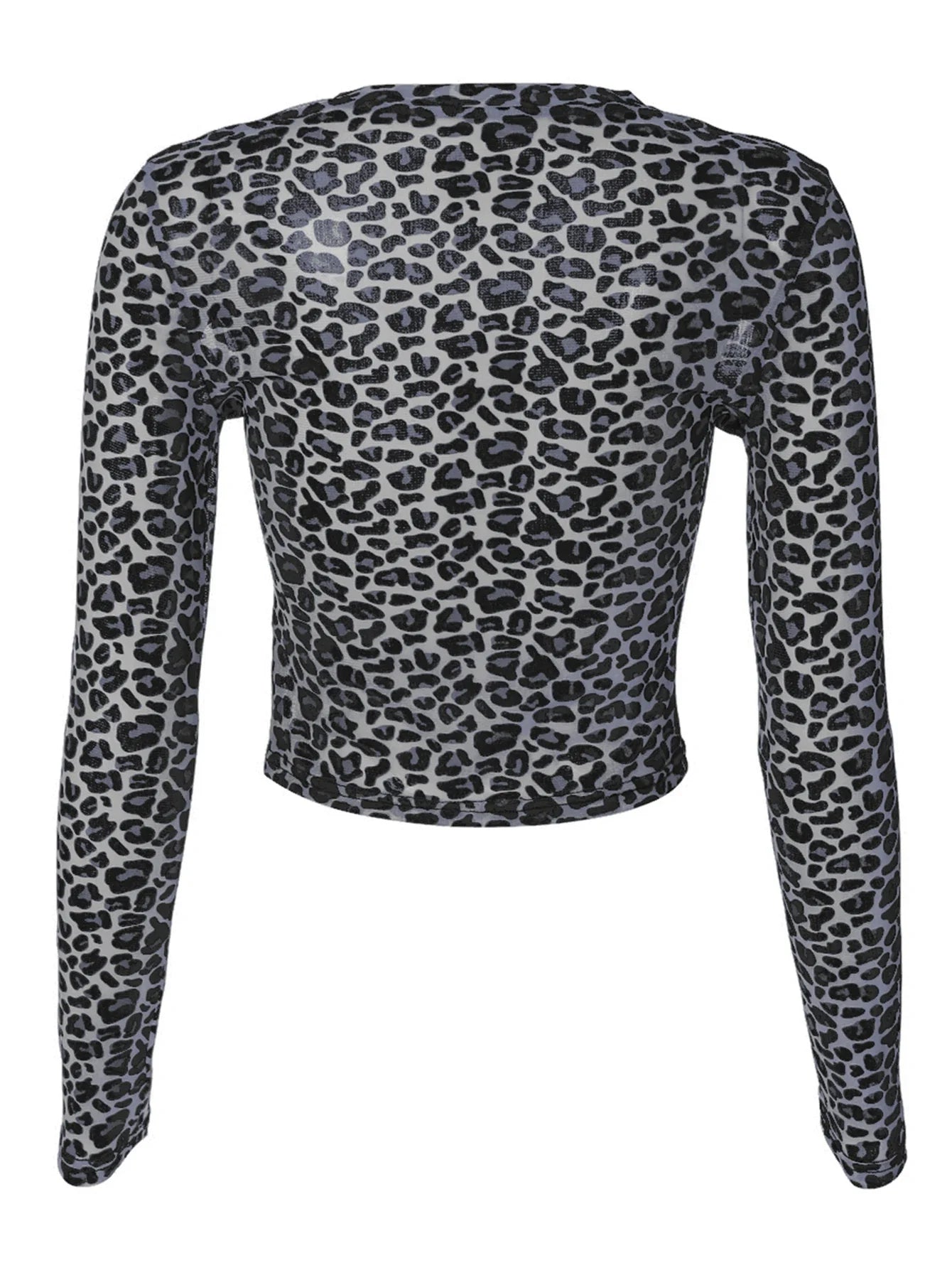 Sexy Long Sleeves Tops Mesh T Shirt Leopard Printed Bodycon Women Clothes Lady Party Club Streetwear Casual Nightout Y2K