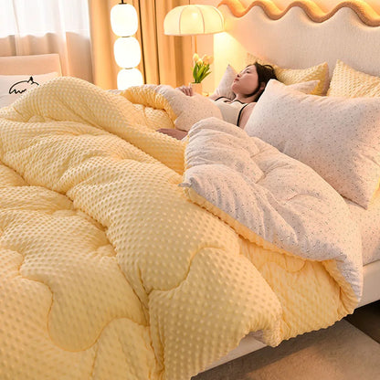 Microfiber is thickened by 3D beanie velvet to protect the warm winter blanket by single double fall and winter