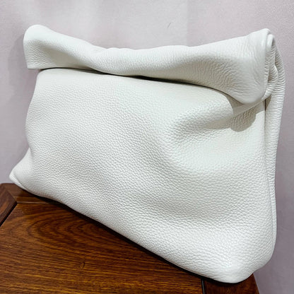 Leather Cowhide Handbag High Quality Leather Women's Foldable Designer Handbag Simple Magnet Handle Bags