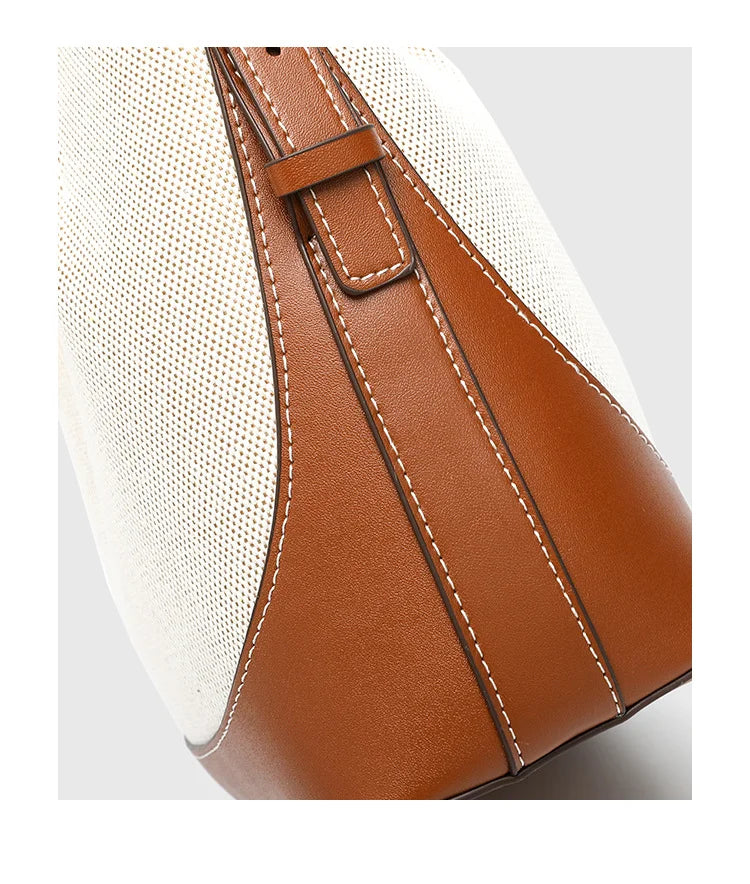New Women's Large Capacity Bucket Bags with Wide Shoulder Strap Single Shoulder Handbag Drawstring Handheld Crossbody Bags