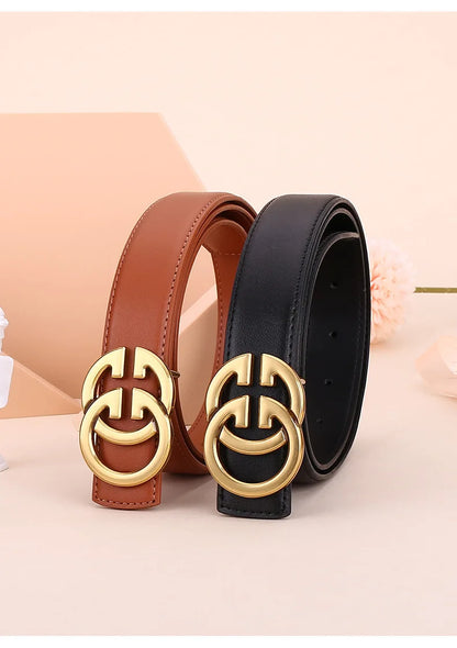 Ladies genuine leather belt, versatile decoration for business and casual wear, simple and fashionable, with a high-end feel.