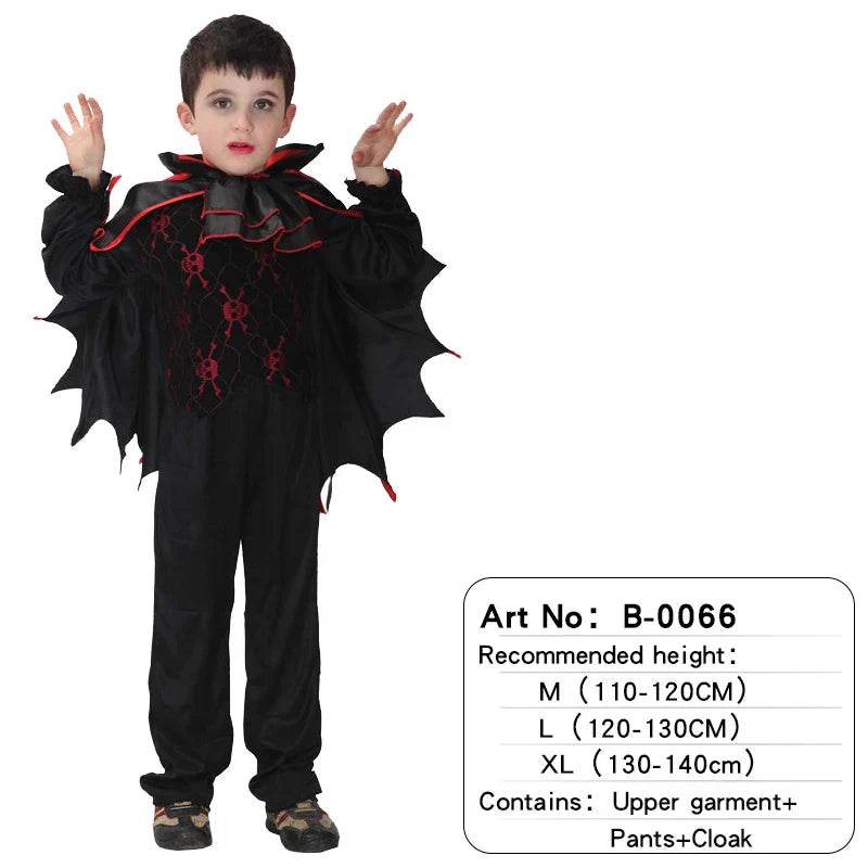 Halloween Vampire Cosplay Costume for Kids Carnival Party Dress Up Outfit Children Role Play Vampiran