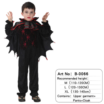 Halloween Vampire Cosplay Costume for Kids Carnival Party Dress Up Outfit Children Role Play Vampiran