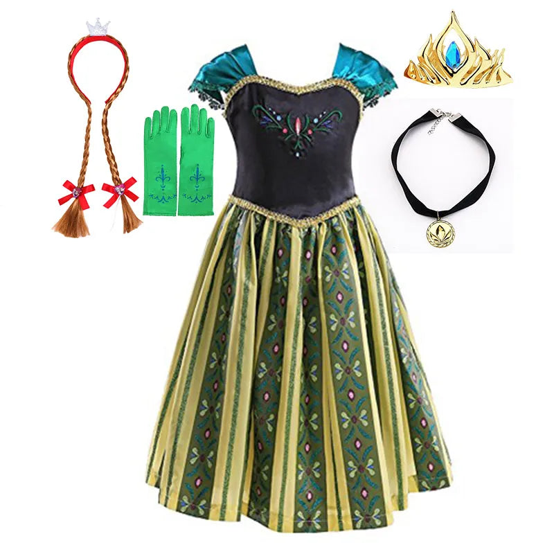 2026 Exquisite Anna Coronation Gown Toddler Snow Queen Halloween Princess Dress Girl Make up Party Birthday Fancy Elsa Costume