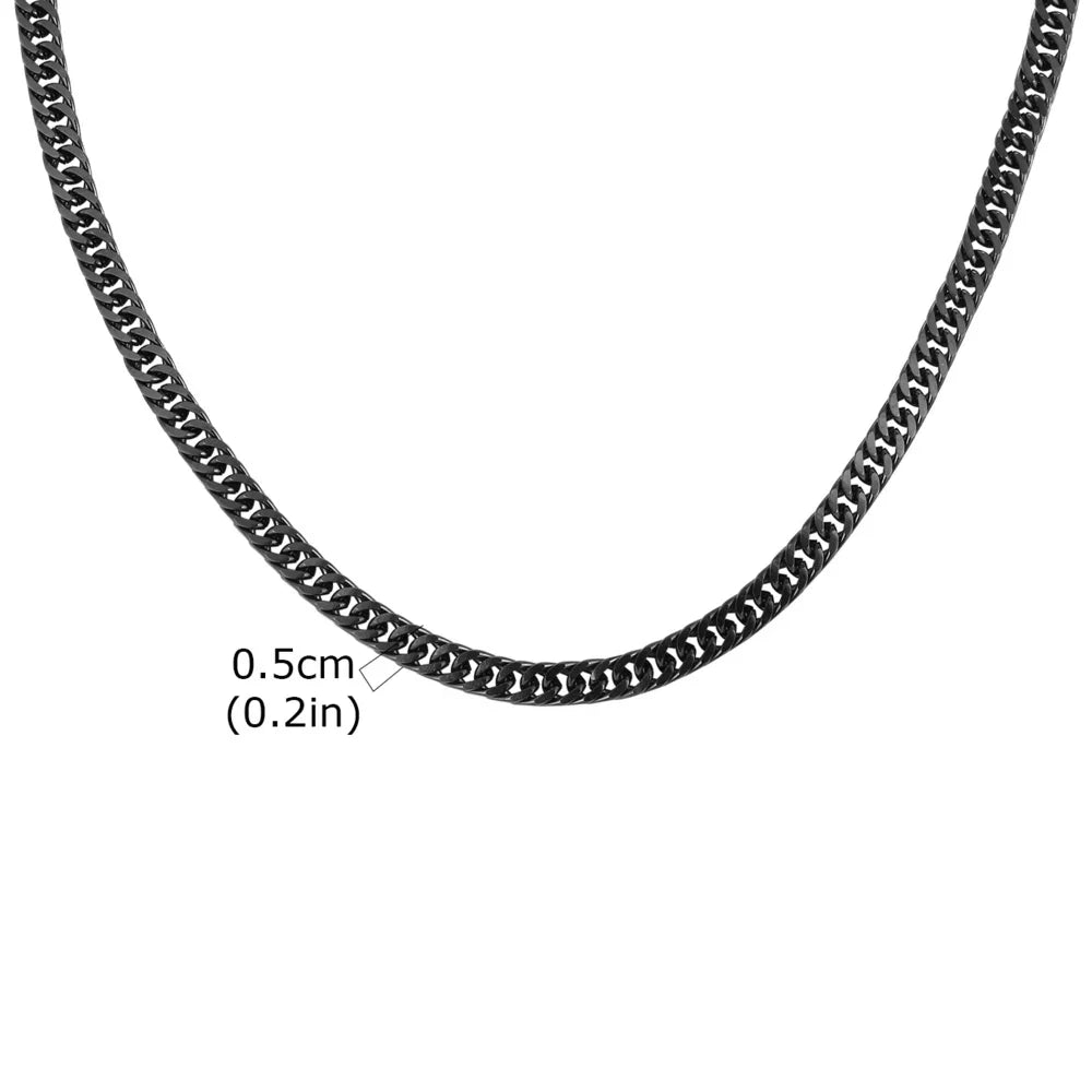 3/5/7/9mm Thick Cuban Chain Necklaces for Men Women,Simple Miami Curb Links Collar,Waterproof Stainless Steel Unisex Chain