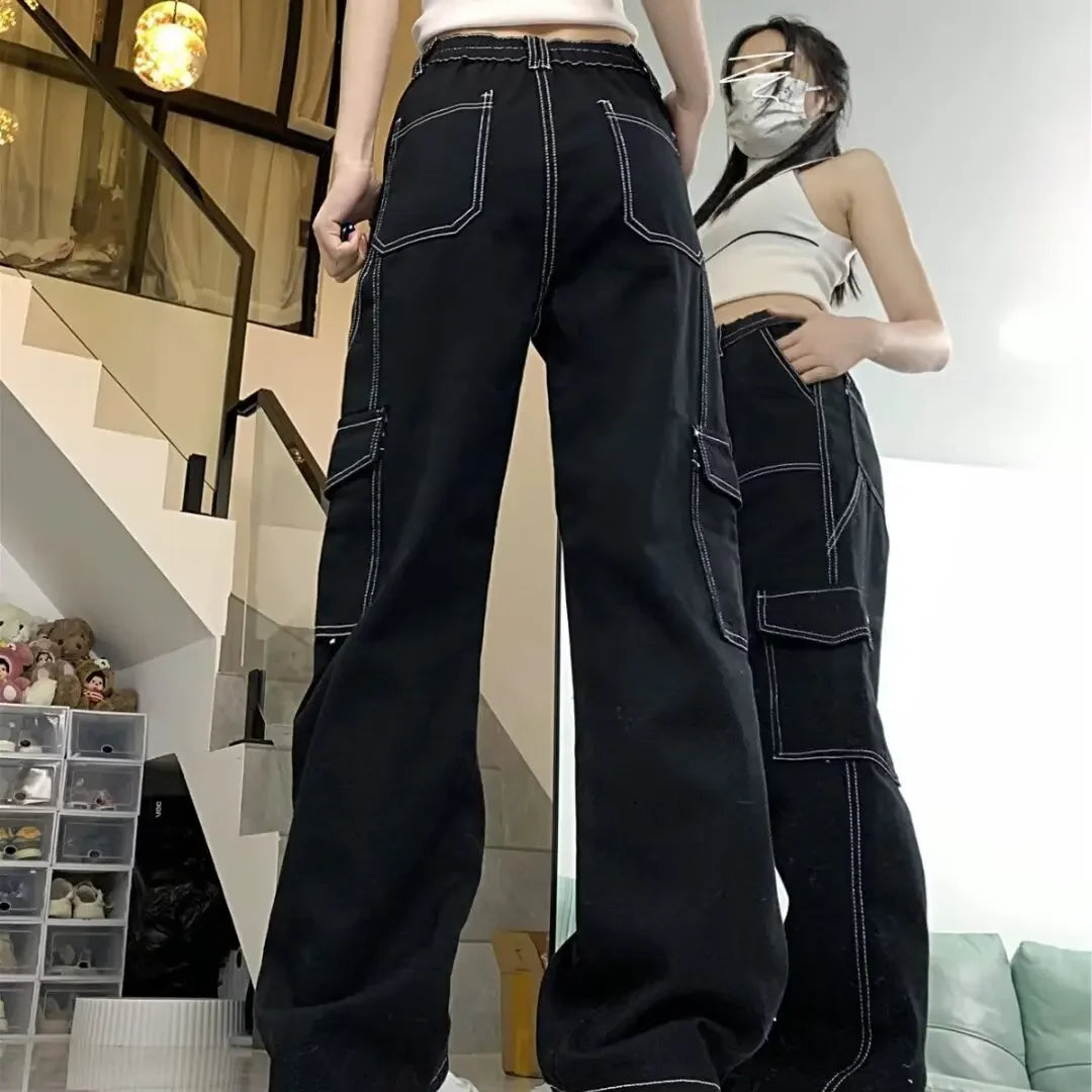Women's Straight-leg Loose-fit Spring Wide-leg Cargo Pants