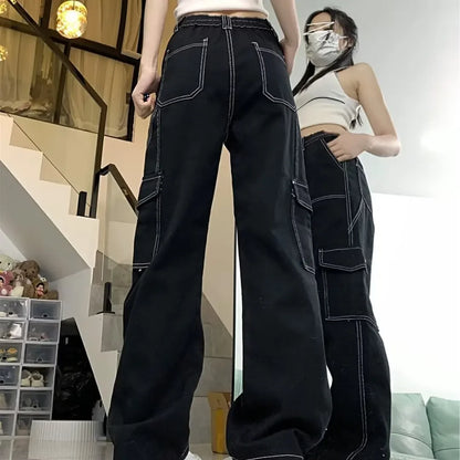 Women's Straight-leg Loose-fit Spring Wide-leg Cargo Pants