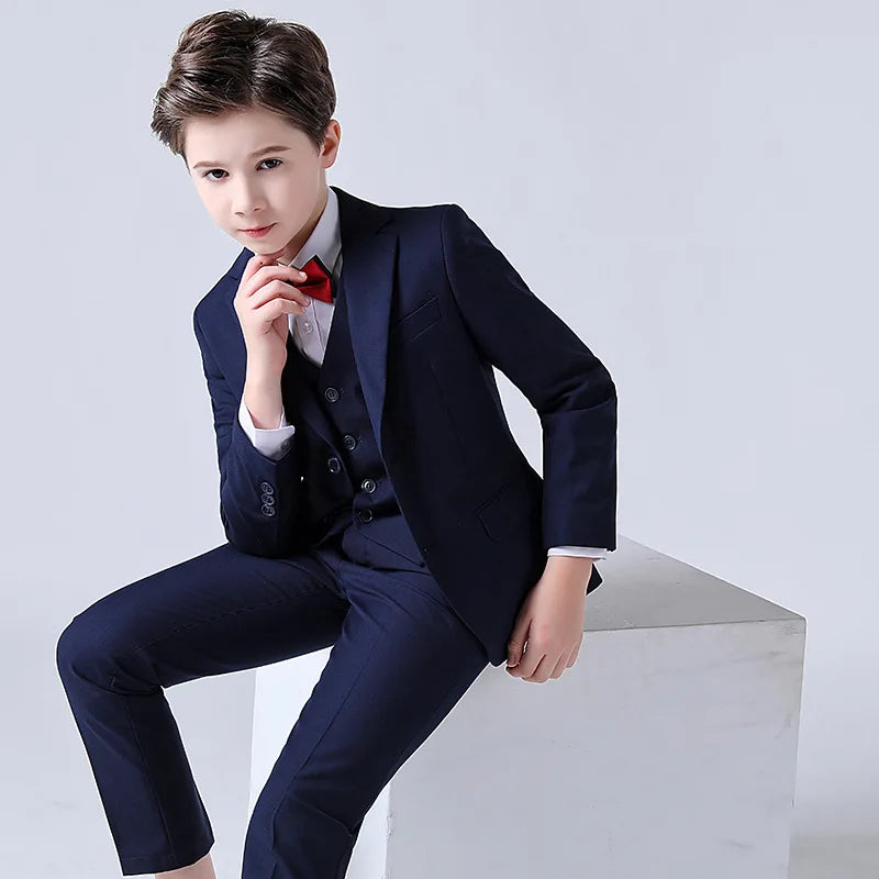 1-14 Years Children Boy Wedding Suit Black Nave Blue Elegant Suits For Children Boys Suits Outfits Set Teenager Kids Suits