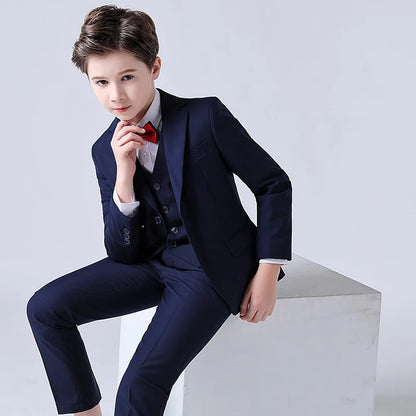 1-14 Years Children Boy Wedding Suit Black Nave Blue Elegant Suits For Children Boys Suits Outfits Set Teenager Kids Suits
