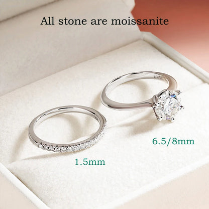 0.23-2CTTW Full Moissanite Wedding Rings for Women Sets Couple Rings 100% 925 Sterling Silver Top Quality Jewelry