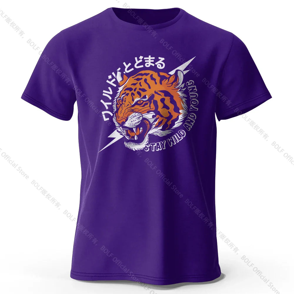 Men's Trust Tiger Printed T-Shirt 100% Cotton Harajuku Oversized Funny Graphic Tees for Men Women Summer Tops