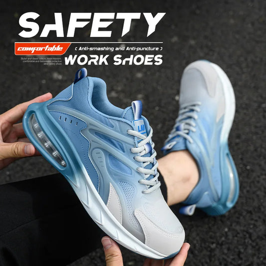 Ultra light work shoes for men, with cushioning, anti impact, anti puncture, comfortable, breathable and safe shoes
