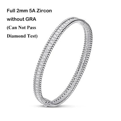Luxury Real D Color Full 2mm Moissanite Tennis Bangle Bracelet For Women S925 Silver Plated 18K Gold Diamond Bracelets Gift