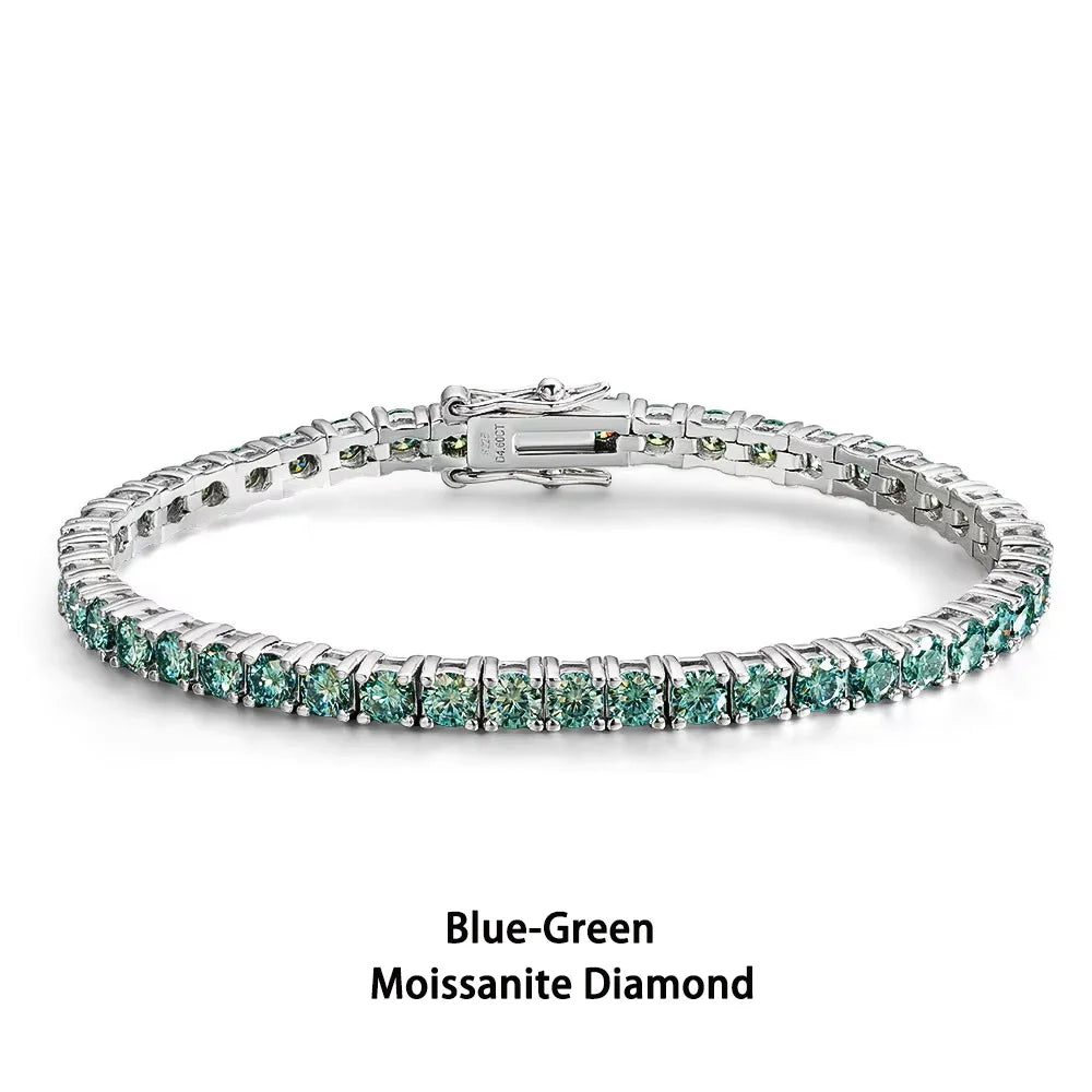 Certified Green Moissanite Tennis Bracelet for Women 925 Silver Plated 18K Gold 3/4/5/6.5mm Diamond Bracelets Fine Jewelry