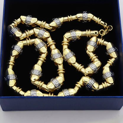 60cm 24in Punk Thick Chain Bicolor Gold-Plated Necklace For Men Women Hip Hop Luxury Copper Chain Dubai Jewelry Neck Party Gift