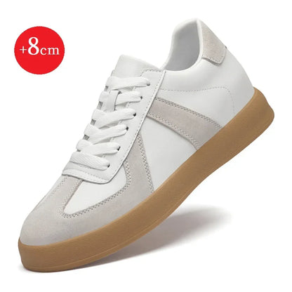 Invisible Height-Increasing Shoes 8cm German Training Shoes for Men, Summer Breathable Casual Sneakers, Genuine Leather Retro Versatile Forrest Gump Shoes 6cm