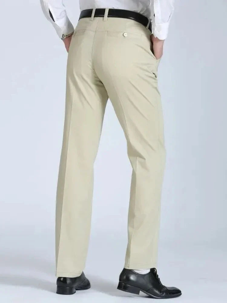 Mens Summer Thin Suit Pants Casual Autumn Thick 100% Cotton Classic Business Fashion Stretch Trousers Male Brand Clothes GOZBKF