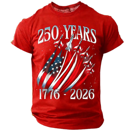 250 Years Men'S T-Shirt Patriotic American Flag Print Tee Independence Day Short Sleeve Crew Neck Casual Tops Holiday Party 2026