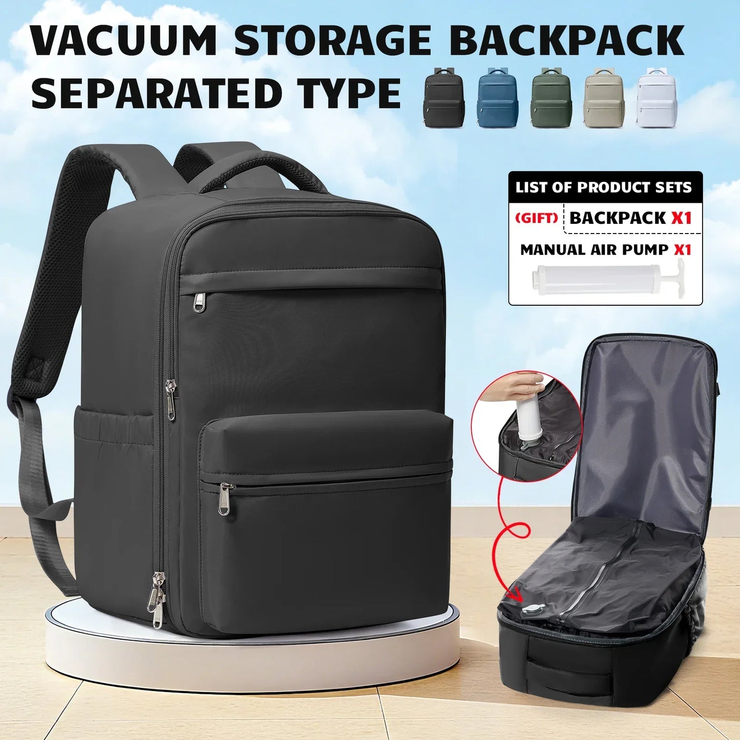 New Vacuum Compression Backpack Aircraft Ryanair 40x30x20 Airplane Travel Bag Cabin Bag  Wizzair Carry On Luggage Laptop Bags