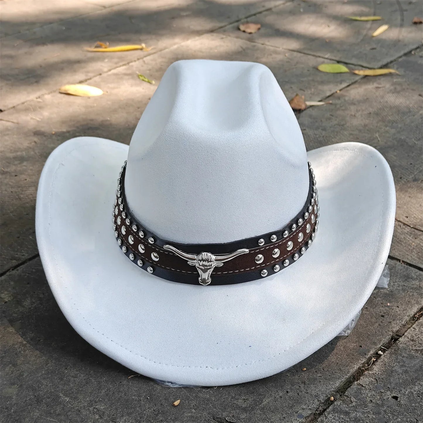 Retro Suede Leather Western Cowboy Fedora Hat for Men Women Bull Head Accessories Fashion Travel Party Hat Denim Hat sombrero